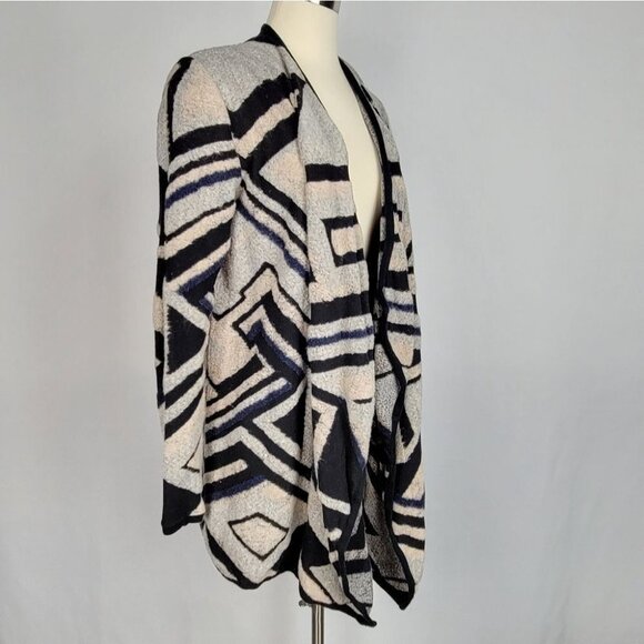 Lucky Brand Intarsia Draped Geometric Open Front Cardigan Womens Size Medium - Picture 5 of 11